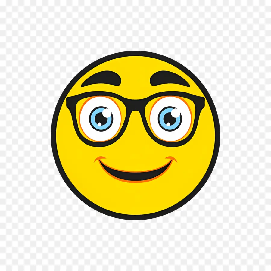 Emoji Nerd，Cara Amarilla Con Gafas PNG