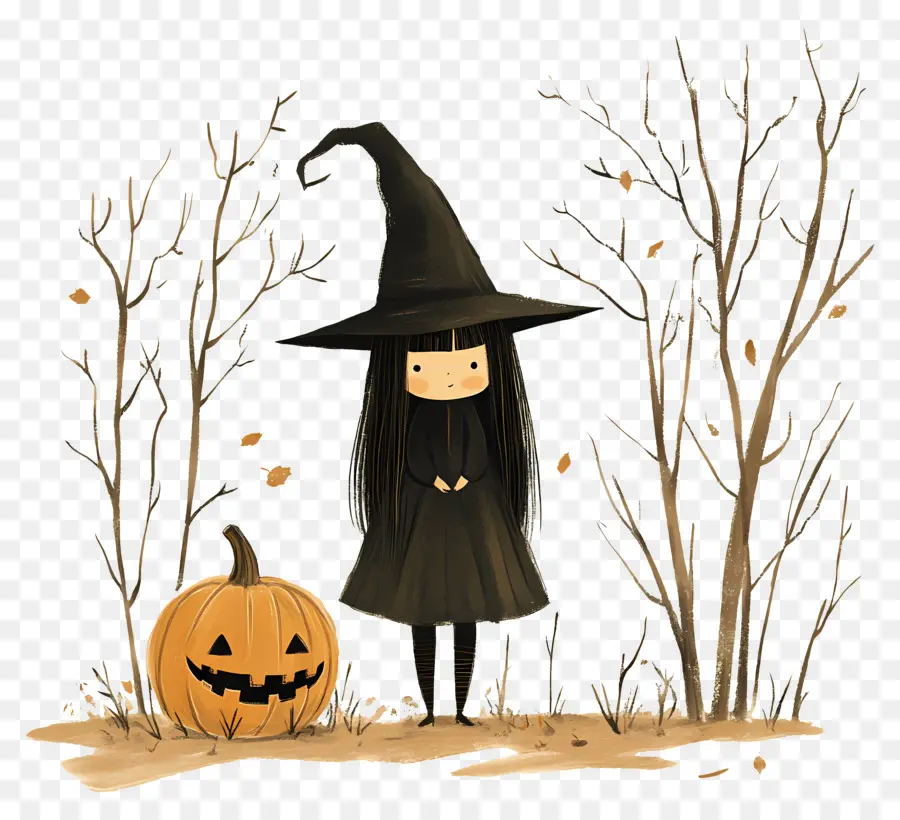 Bruja De Halloween，Brujita Con Calabaza PNG