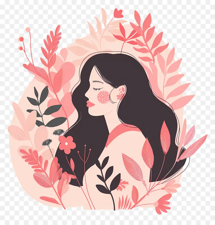 Salón De Belleza，Mujer Con Flores PNG