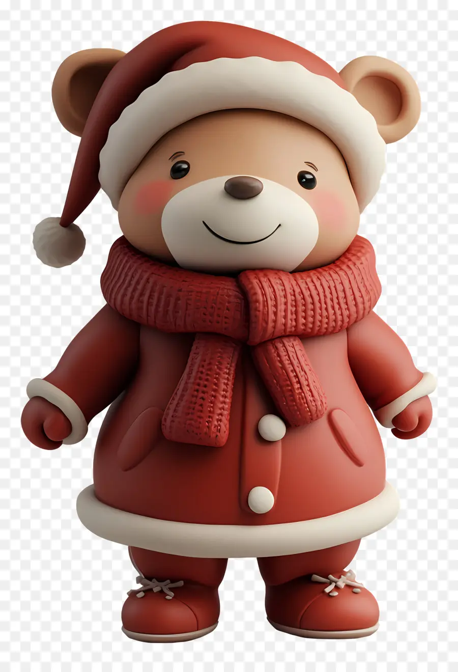 Oso De Navidad，Oso Pardo Con Gorro De Papá Noel Y Bufanda PNG