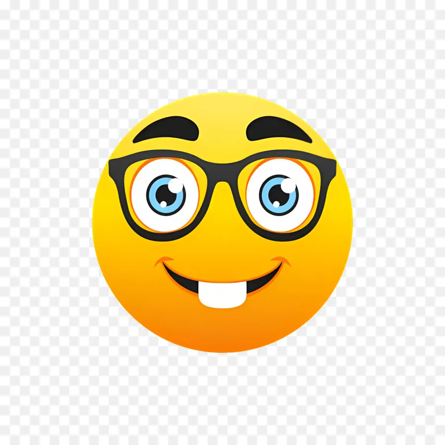 Emoji Nerd，Cara Amarilla Con Gafas PNG