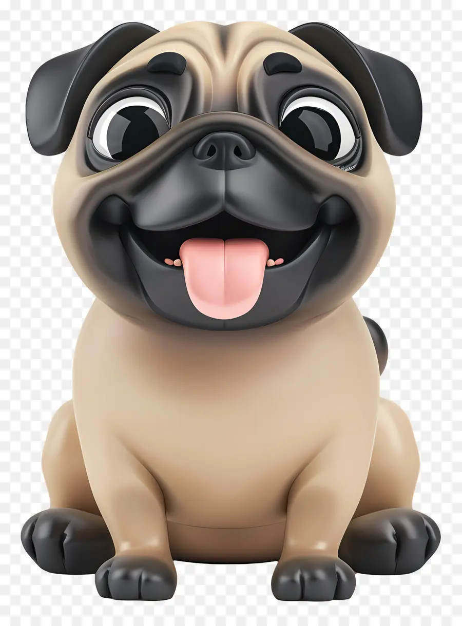 Perro 3d，Perro Pug De Dibujos Animados PNG