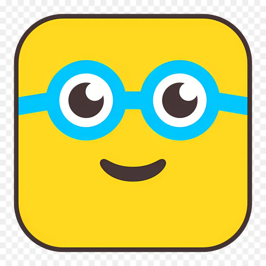 Emoji Nerd，Cara Amarilla Con Gafas PNG