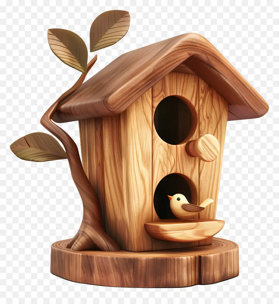 Casa De Pájaros Modelo 3d，Pajarera De Madera PNG