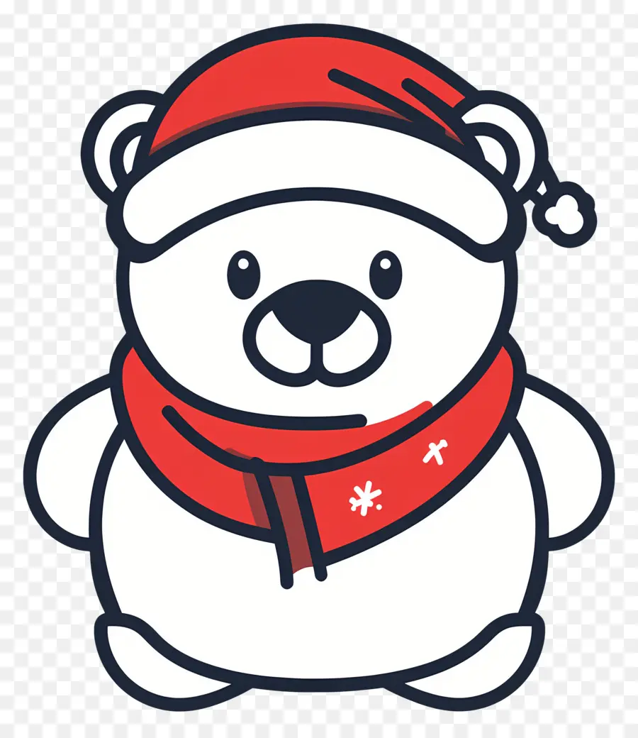 Oso De Navidad，Oso Blanco Con Pañuelo Rojo PNG