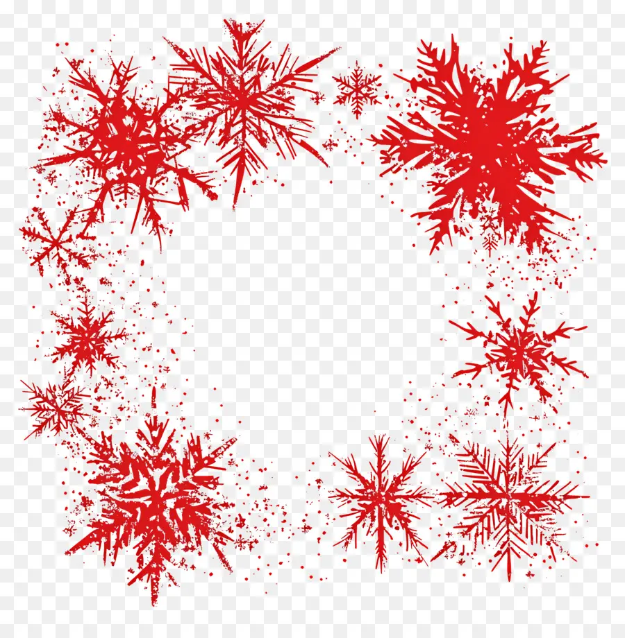 Marco De Navidad Rojo，Copos De Nieve Rojos PNG