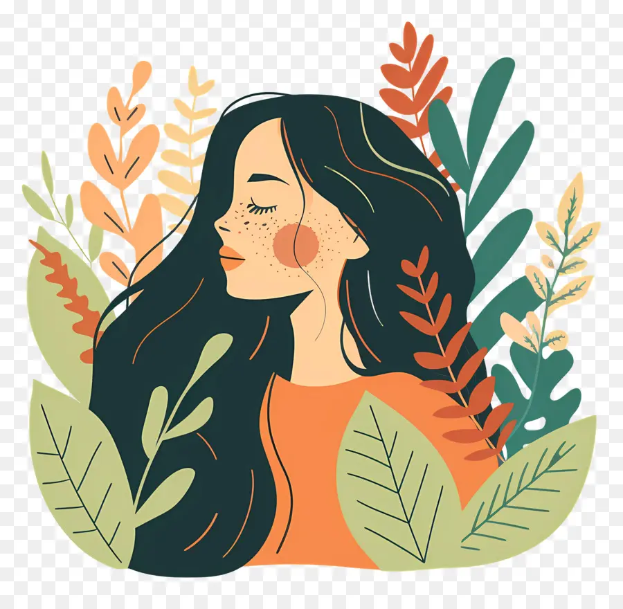 Hermosa Mujer，Mujer Con Flores PNG