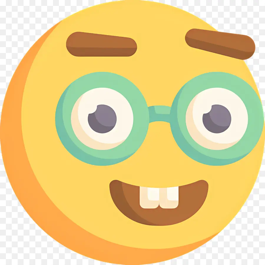 Emoji Nerd，Emoji Amarillo Con Gafas PNG