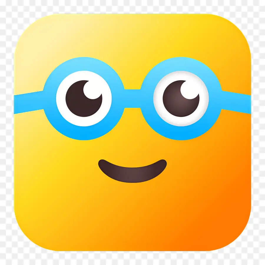 Emoji Nerd，Cara Amarilla Con Gafas PNG