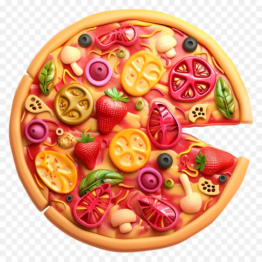 Pizza 3d，Pizza Colorida PNG