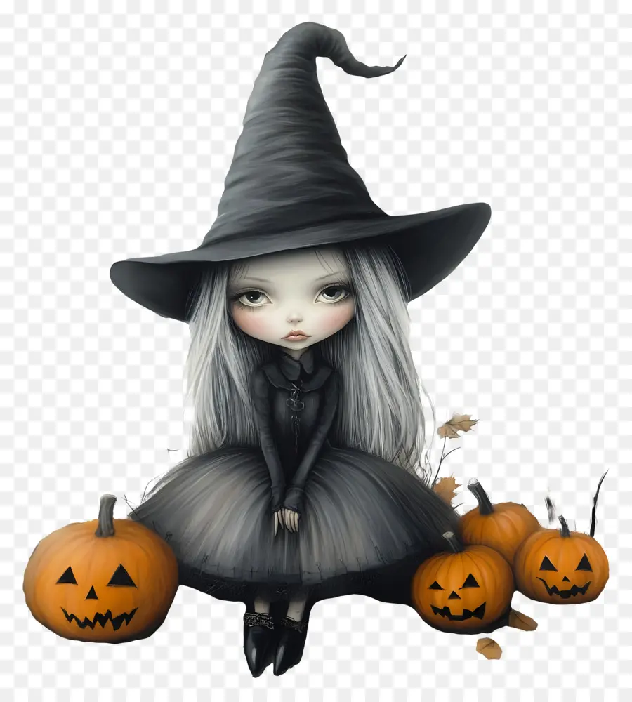 Bruja De Halloween，Bruja Con Calabazas PNG