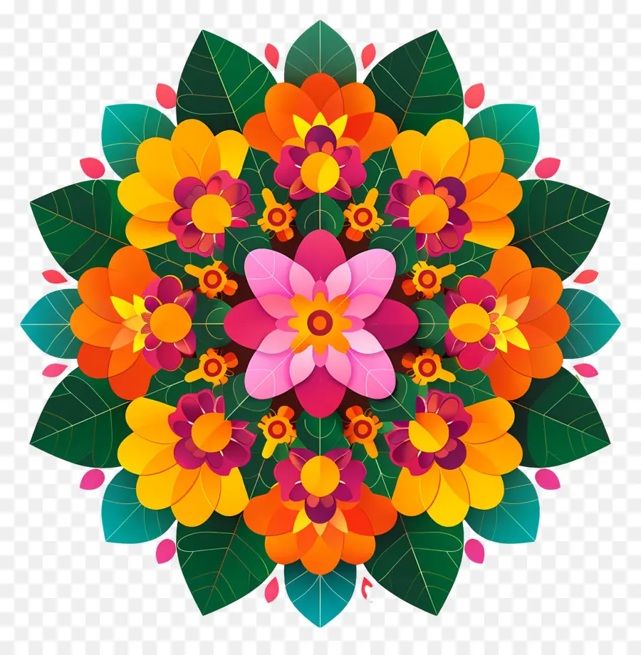 Pookalam，Arreglo Floral PNG