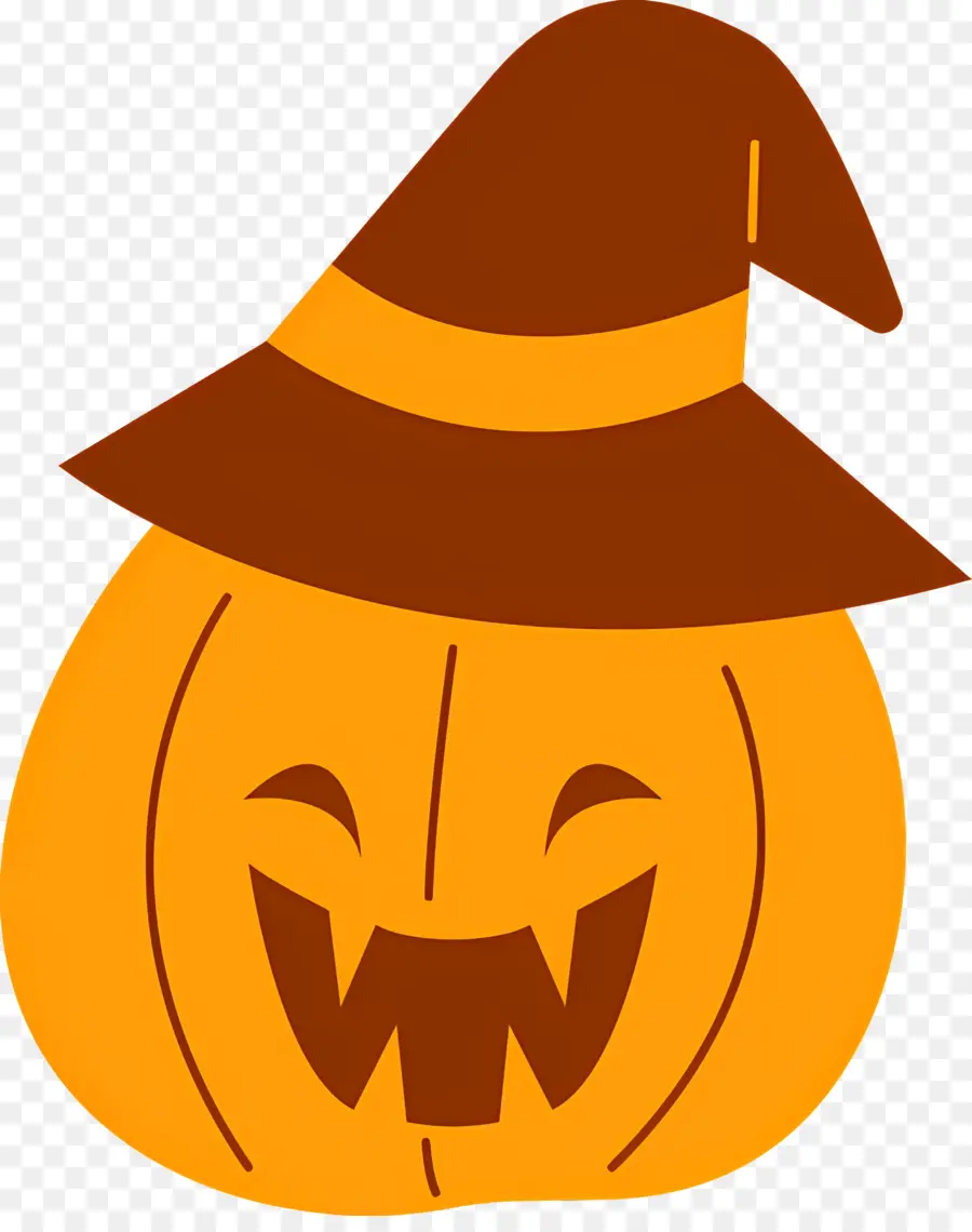 Linda Calabaza De Halloween，Calabaza Con Sombrero De Bruja PNG