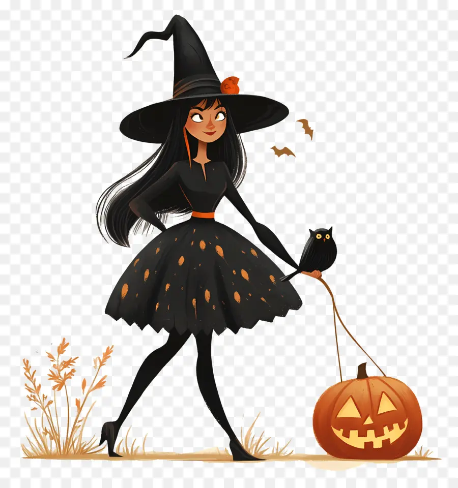 Bruja De Halloween，Bruja Con Calabaza PNG