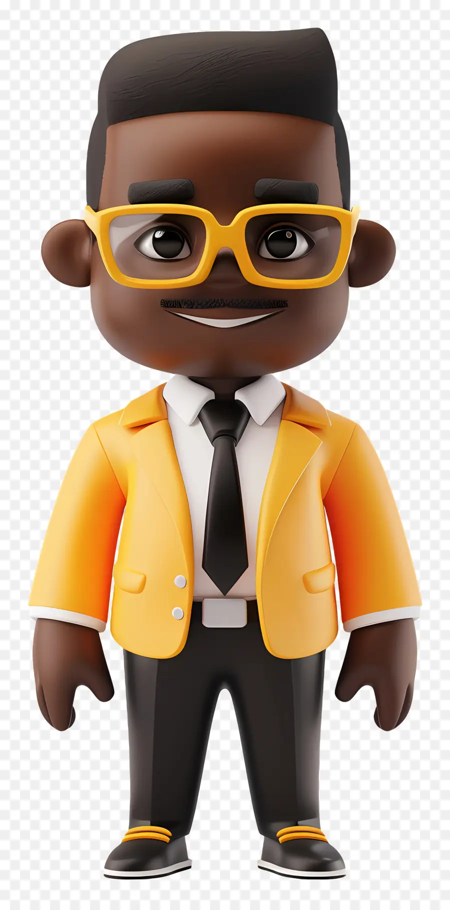 Empresario Negro，Personaje De Dibujos Animados Con Traje Amarillo PNG