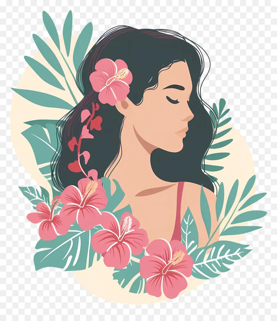 Salón De Belleza，Mujer Hawaiana PNG