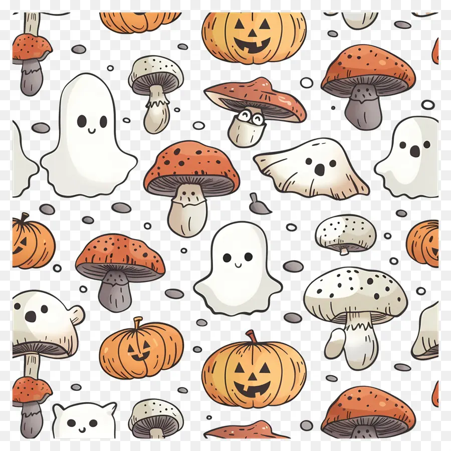 Fondo De Halloween，Fantasmas Y Calabazas PNG