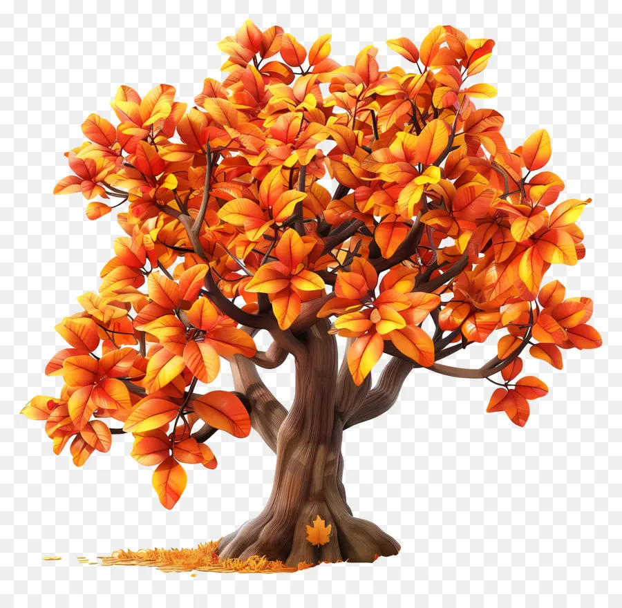 Árbol 3d，árbol De Otoño PNG