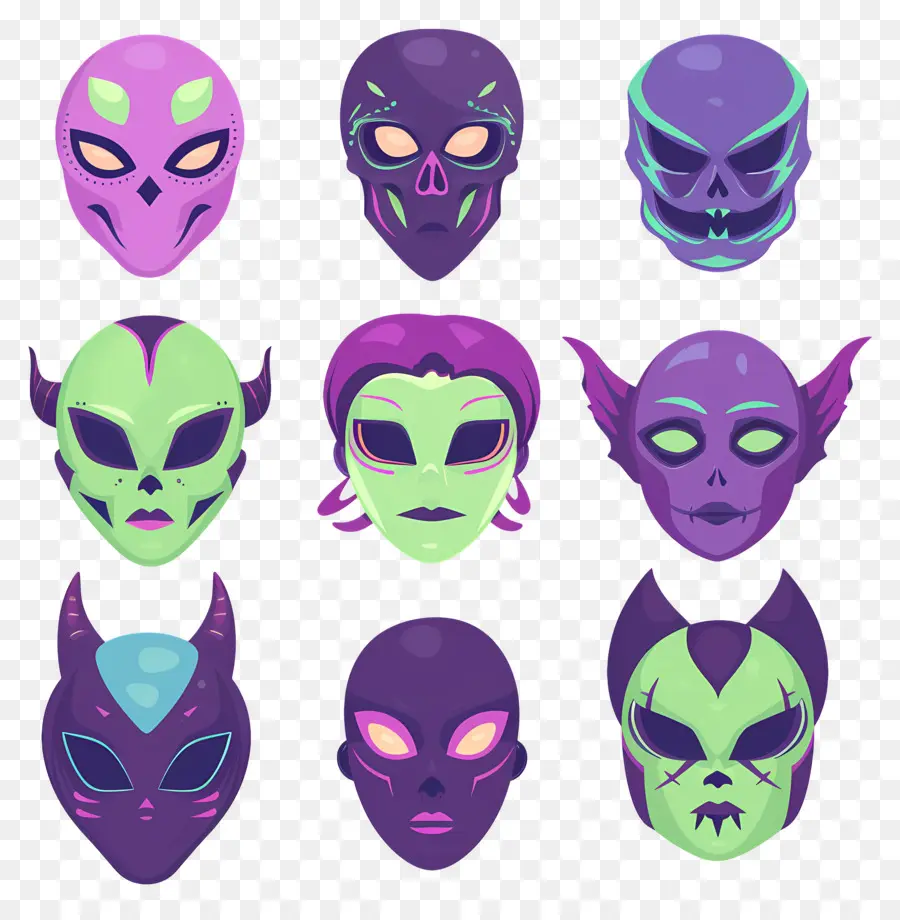 Personajes De Halloween，Caras Alienígenas PNG