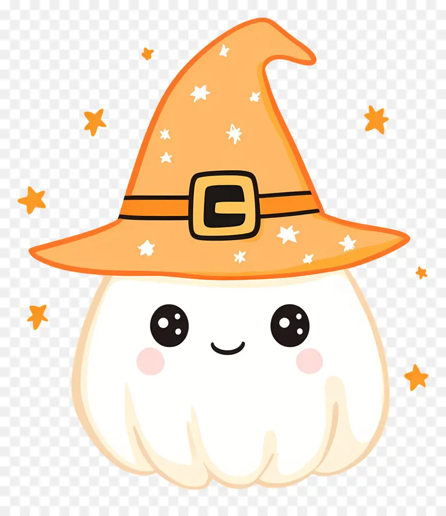 Sombrero De Halloween，Lindo Fantasma Con Sombrero De Bruja PNG