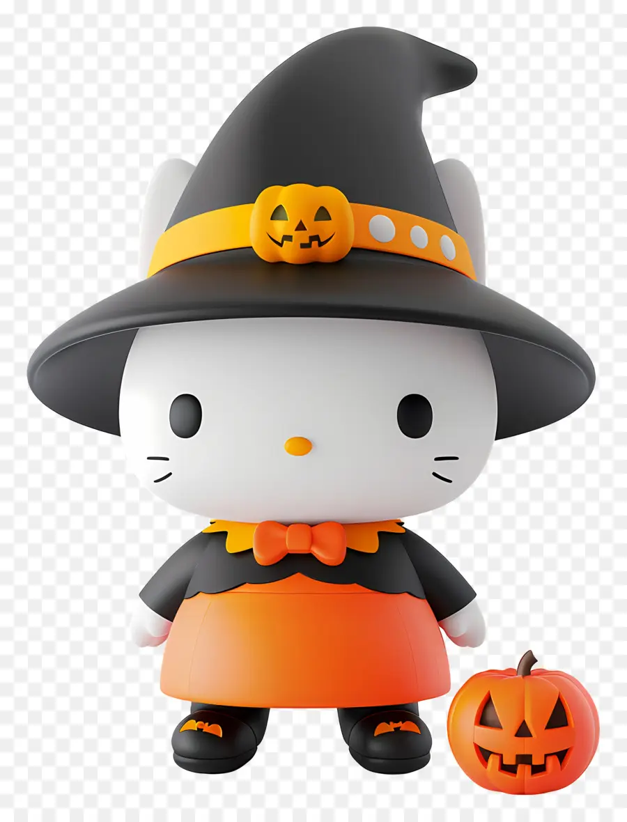 Hola Gatito Halloween，Bruja Gato PNG