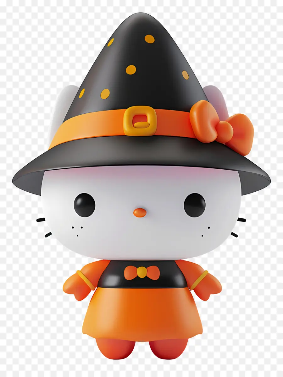 Hola Gatito Halloween，Bruja Gato PNG