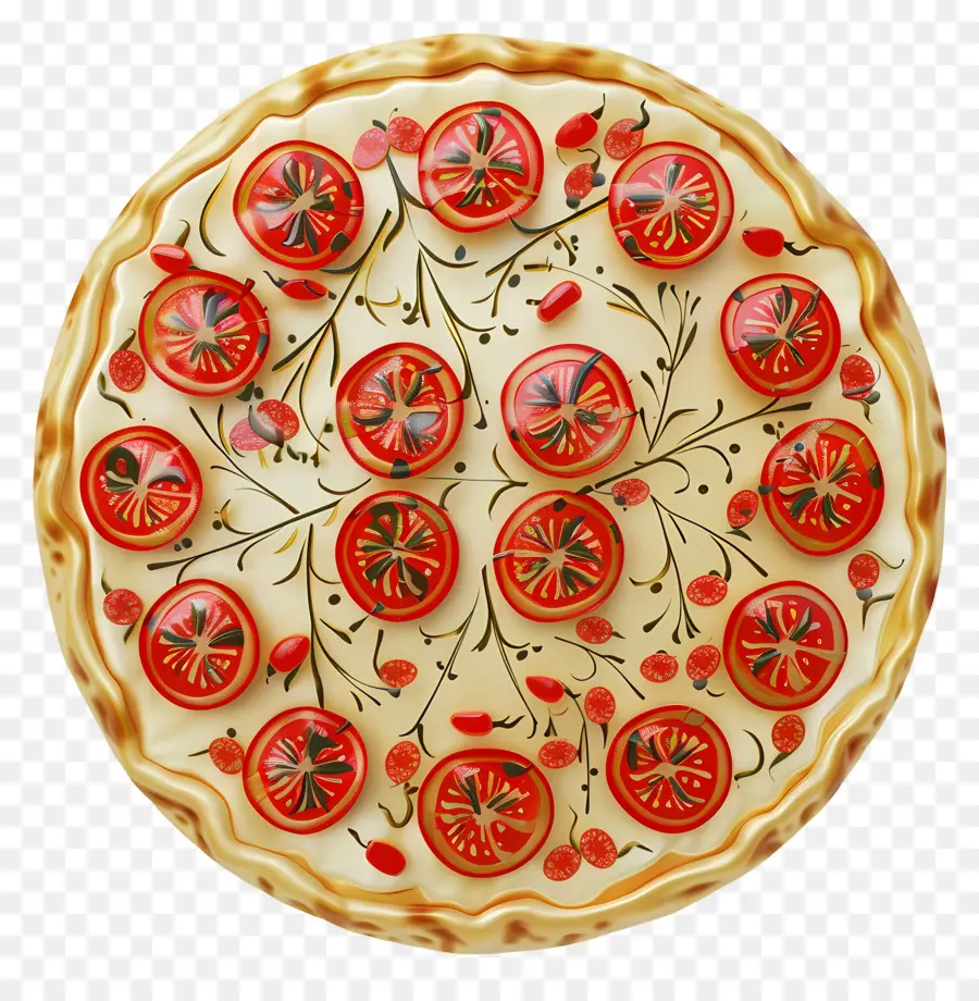 Pizza Vista Superior，Pizza De Tomate PNG