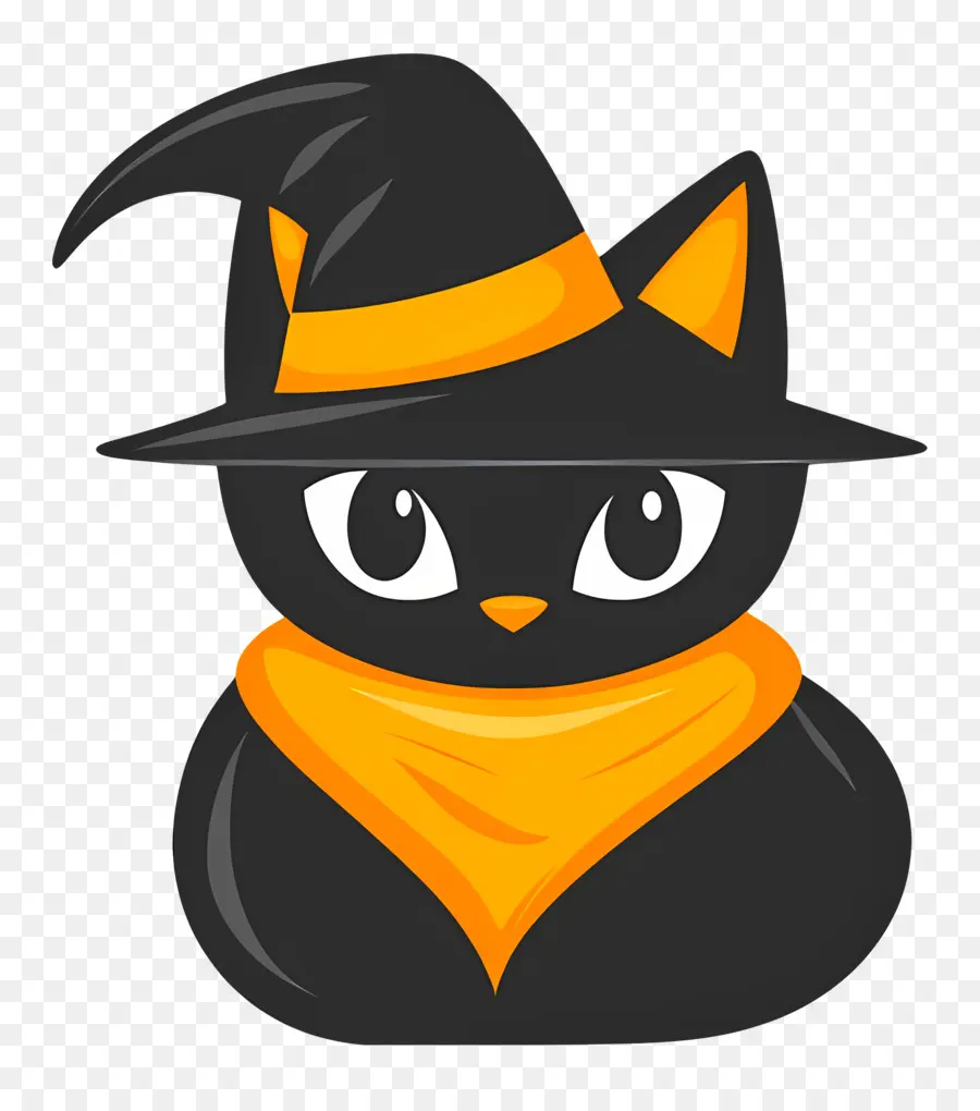 Gato Halloween，Gato Negro Con Sombrero PNG