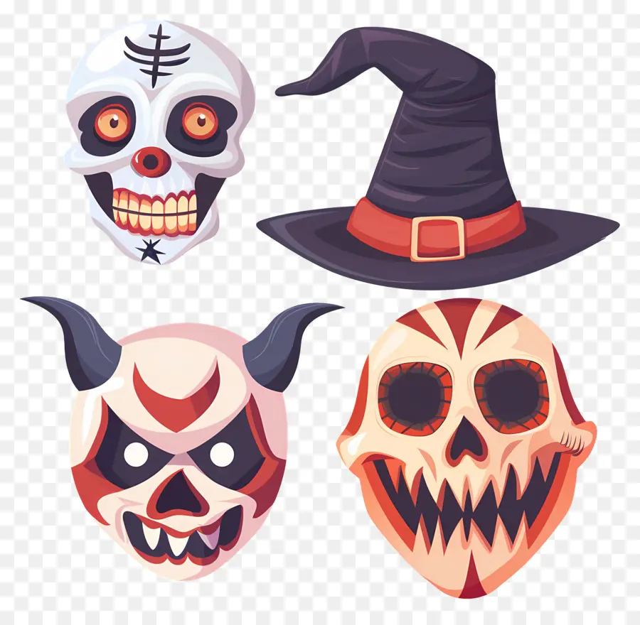 Personajes De Halloween，Calaveras De Halloween PNG