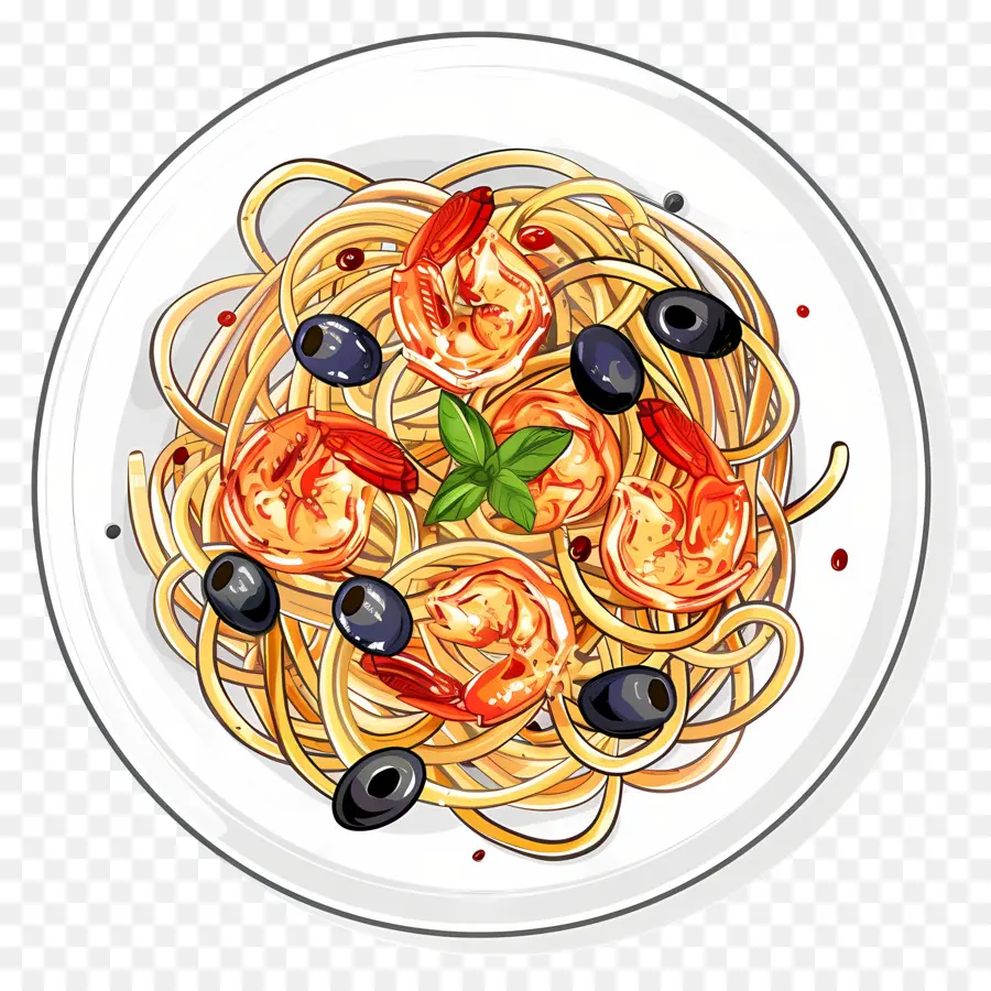 Espaguetis，Pasta Con Camarones PNG