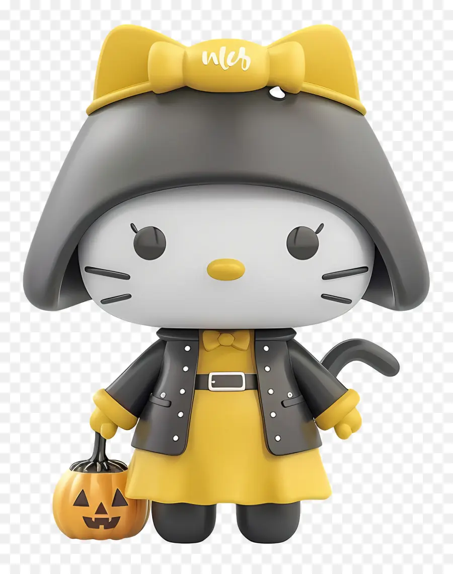 Hola Gatito Halloween，Gato Negro Y Amarillo PNG