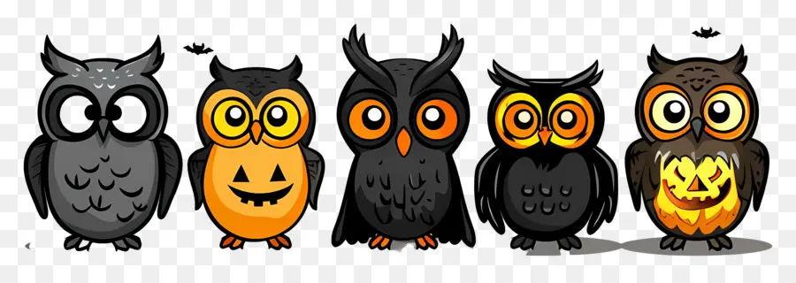 Frontera De Halloween，Búhos De Dibujos Animados PNG