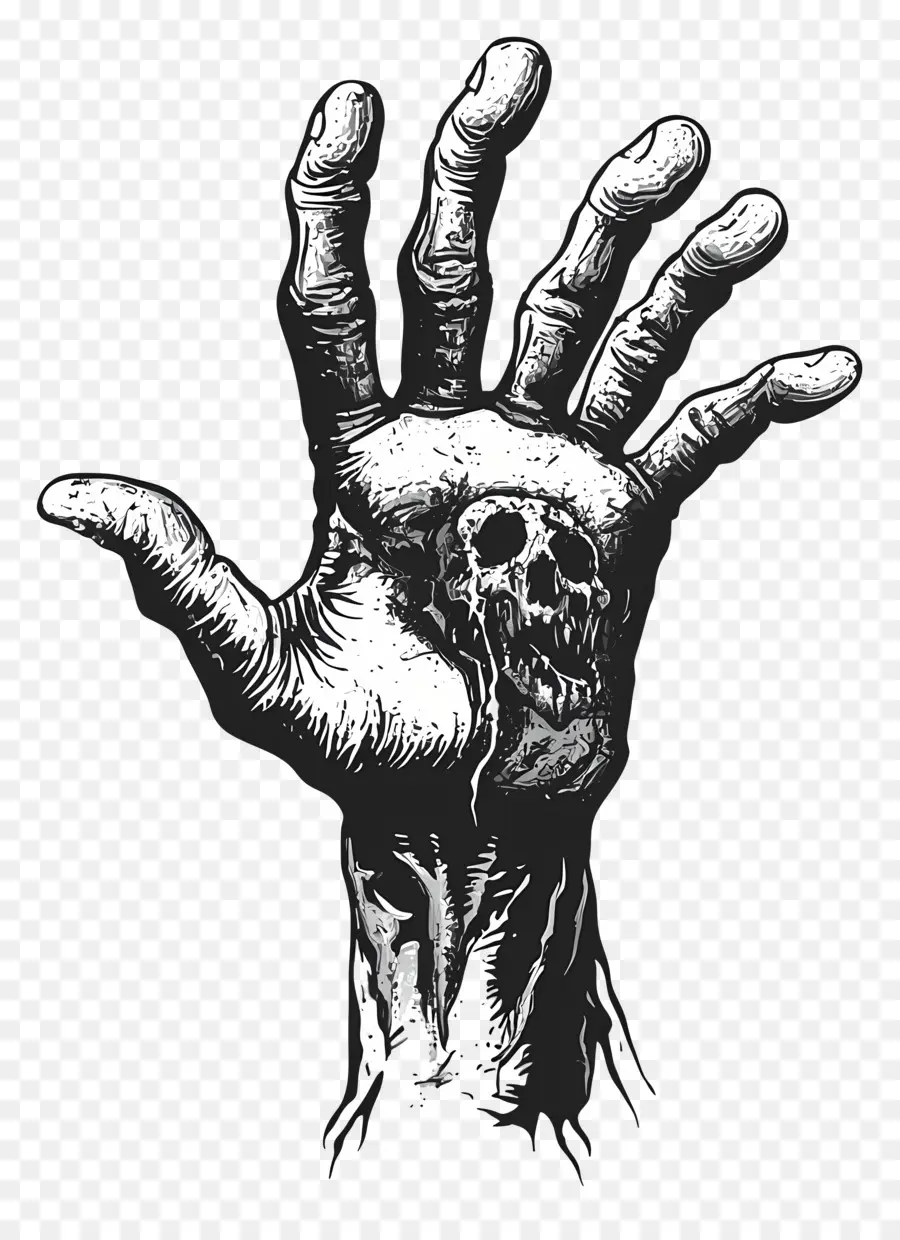 Mano Zombi，Mano Esqueleto Con Calavera PNG