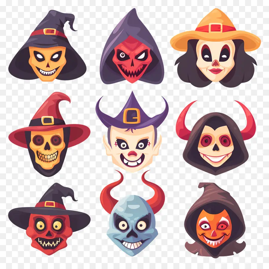 Personajes De Halloween，Caras De Halloween PNG