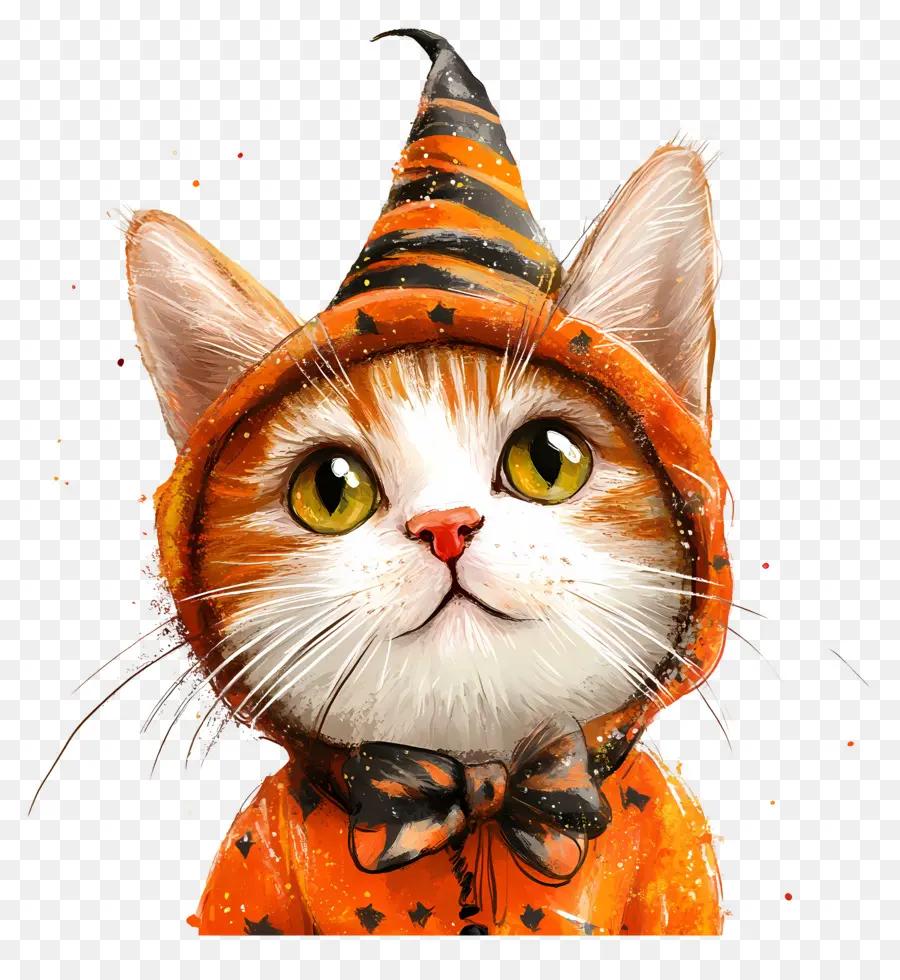 Gato Halloween，Gato Disfrazado De Bruja PNG