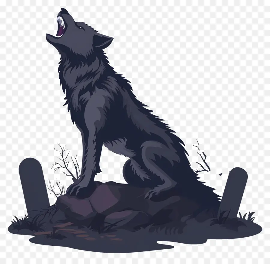 Lobo Aullando，Luna PNG