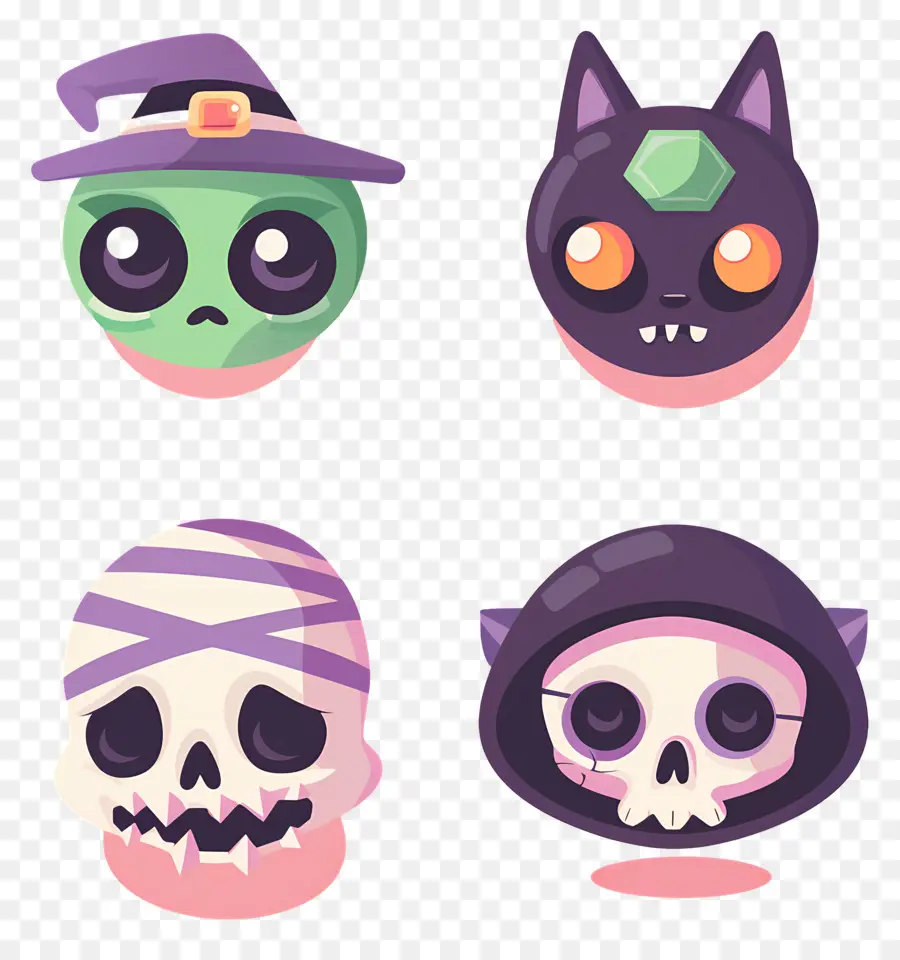 Personajes De Halloween，Lindos Iconos De Halloween PNG