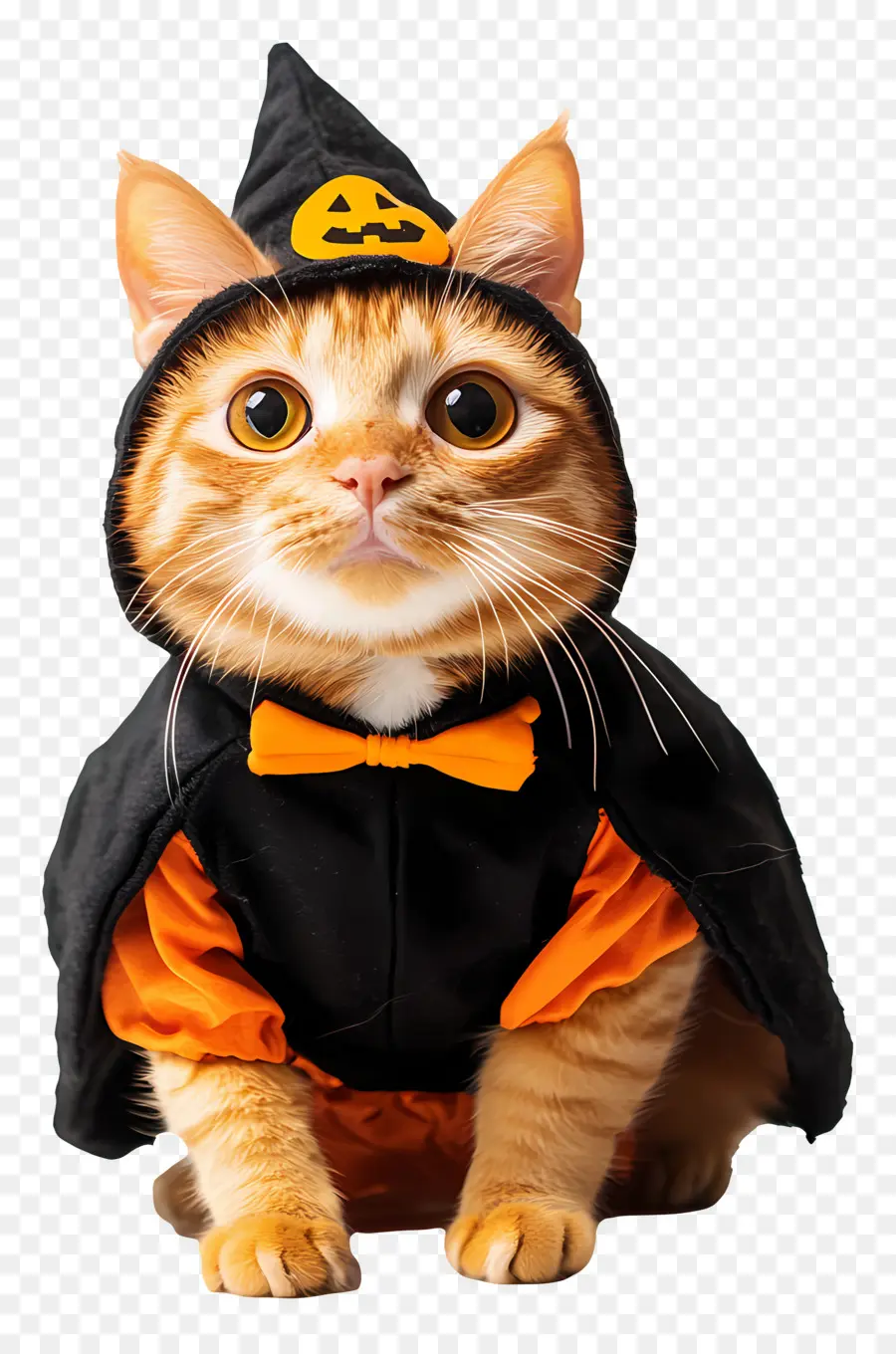 Gato Halloween，Gato Disfrazado De Bruja Naranja PNG