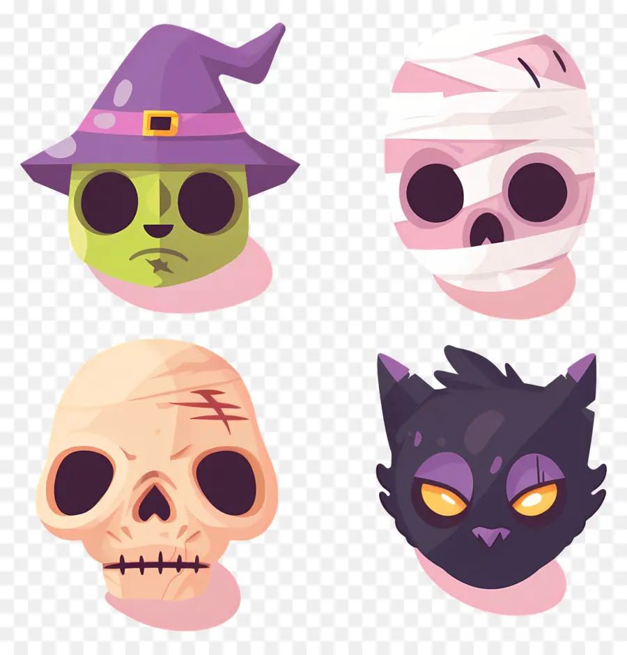 Personajes De Halloween，Máscaras De Halloween PNG