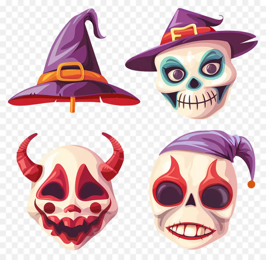 Personajes De Halloween，Calaveras De Halloween PNG