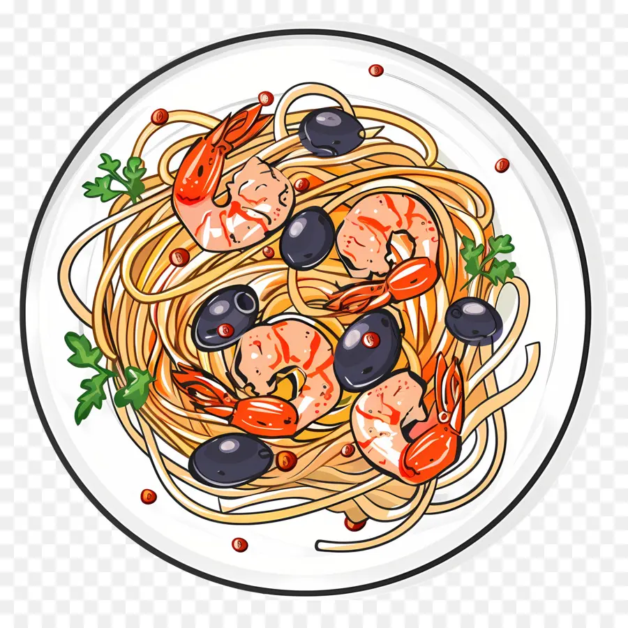 Espaguetis，Pasta Con Camarones PNG