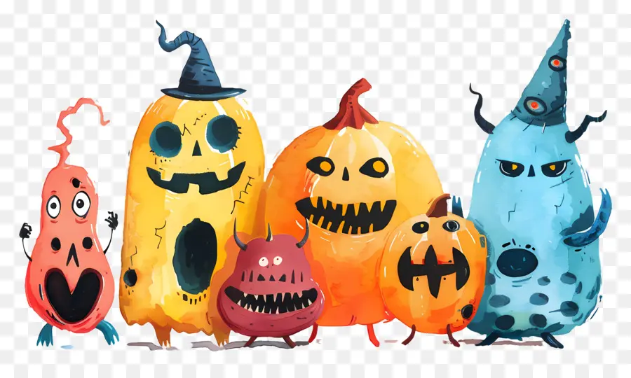 Frontera De Halloween，Calabazas Monstruosas PNG