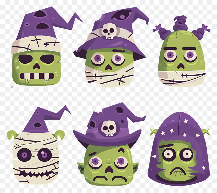 Personajes De Halloween，Caras De Zombis PNG