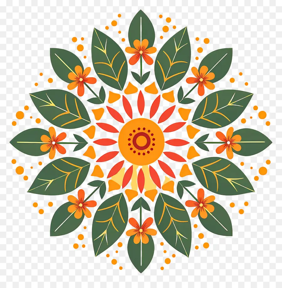 Pookalam，Mandalas Florales PNG