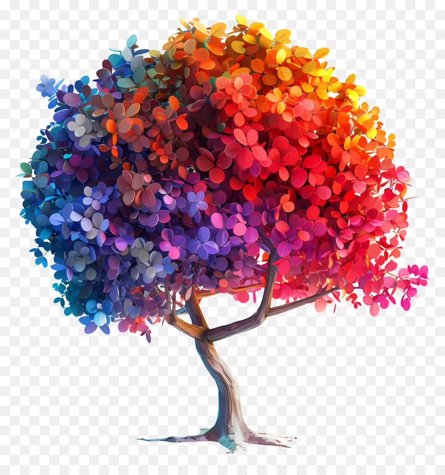 Árbol 3d，árbol Colorido PNG