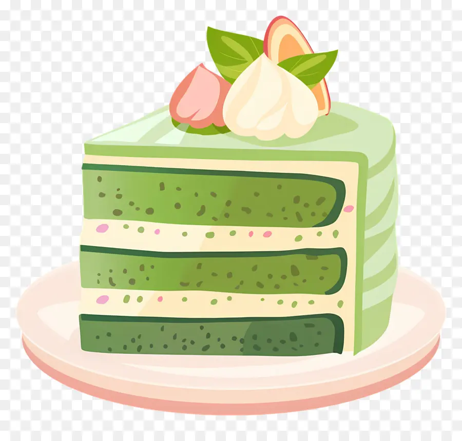 Pastel De Matcha，Rebanada De Pastel Verde PNG