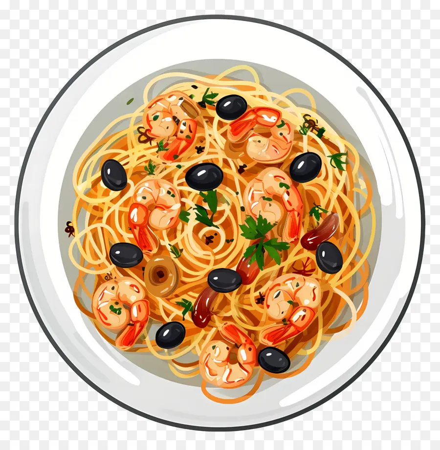 Espaguetis，Pasta Con Camarones PNG