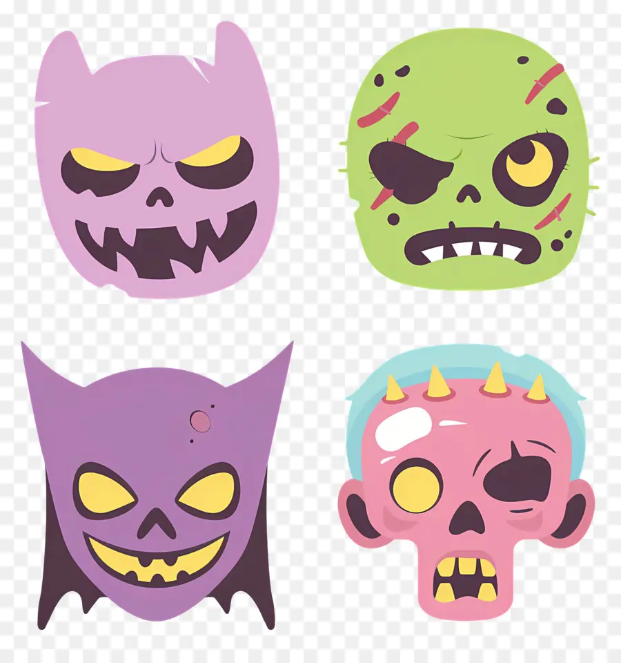 Personajes De Halloween，Caras De Monstruos PNG