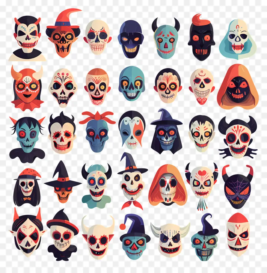 Personajes De Halloween，Caras De Halloween PNG