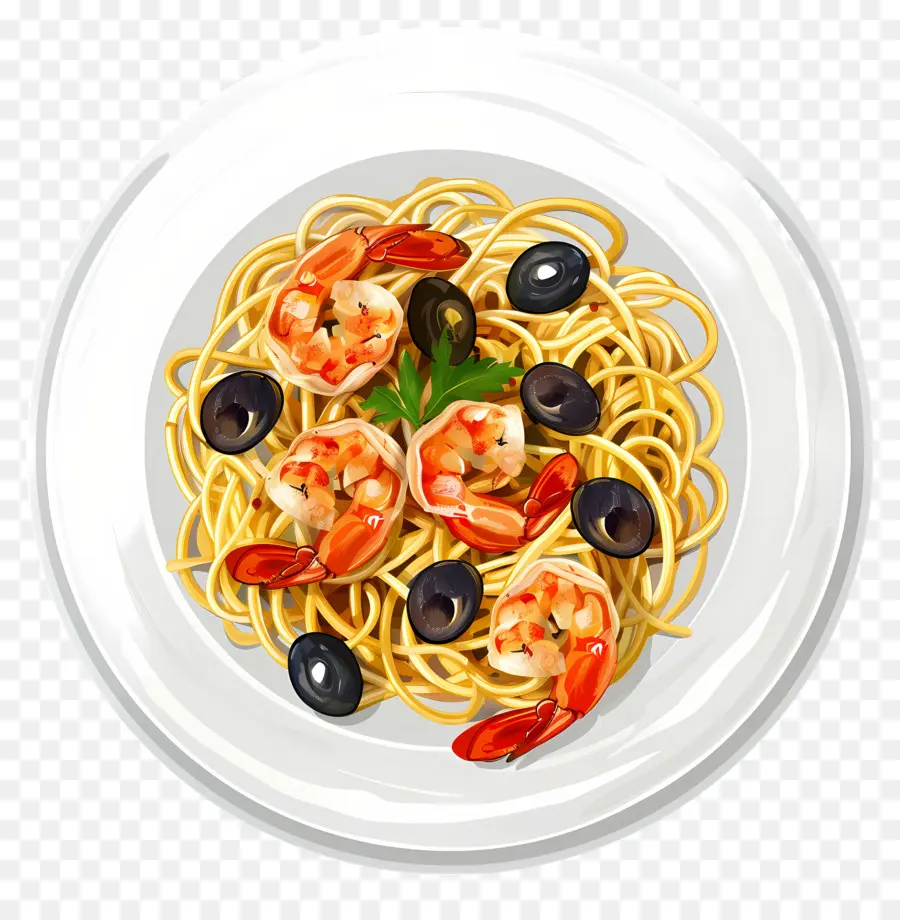 Espaguetis，Pasta Con Camarones PNG